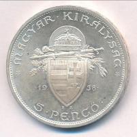 1938. 5P Ag "Szent István" T:1- kis patina 
Adamo P8.1