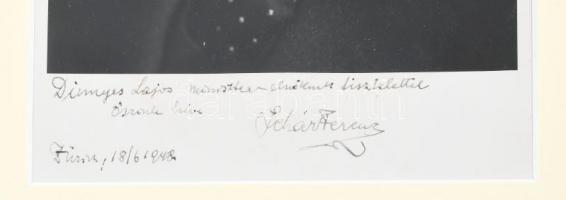 1948 Lehár Ferenc (1870-1948) zeneszerző Dinnyés Lajos (1901-1961), minszterelnöknek dedikált fotója...