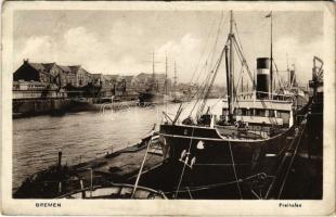 Bremen, Freihafen / port, steamship (EK)