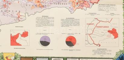 1927 Magyarország néprajzi térképe, 1:1 000 000, kiadja: M. Kir. Állami Térképészet, kis rajzszeg üt...