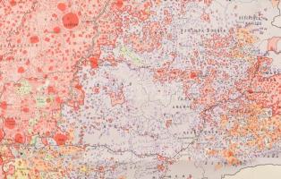 1927 Magyarország néprajzi térképe, 1:1 000 000, kiadja: M. Kir. Állami Térképészet, kis rajzszeg üt...