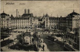 1906 München, Munich; Karlsthor / city gate, tram (EK)