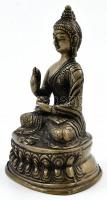 Réz Buddha szobor, jelzett, m: 15 cm