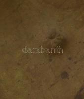 Réz Buddha szobor, jelzett, m: 15 cm