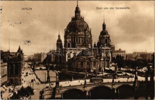 1914 Berlin, Dom von der Spreeseite / cathedral, bridge, tram
