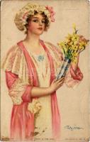 1916 Fresh as the morn Lady art postcard. The Knapp Co. A.R. & C.i.B. 550. artist signed (fa)