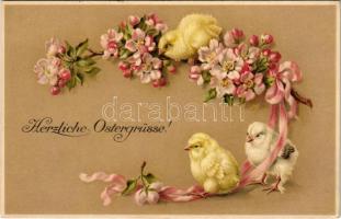 Herzliche Ostergrüsse! / Easter greeting art postcard. M. Munk Wien Nr. 1053. + K.u.K. Reserve-Spital Nr. 2. in Klagenfurt Militärpflege (EK)