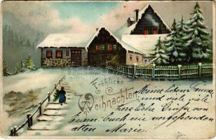 1903 Fröhliche Weihnachten! / Christmas greeting art postcard. litho (kopott sarkak / worn corners)