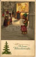 1916 Die besten Weihnachtswünsche / Christmas greeting art postcard with children. M. Munk Wien Nr. 1106. s: P. Ebner (szakadás / tear)
