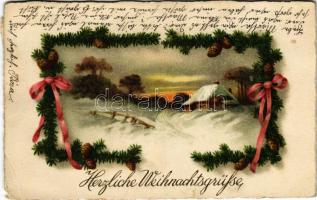 Herzliche Weihnachtsgrüße / Christmas greeting art postcard (EB)