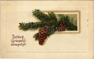 1911 Boldog karácsonyi ünnepeket / Christmas greeting art postcard. M.S.i.B. 14562. Emb. litho (apró lyuk / tiny pinhole)
