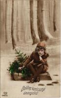 1917 Boldog karácsonyi ünnepeket / Christmas greeting art postcard