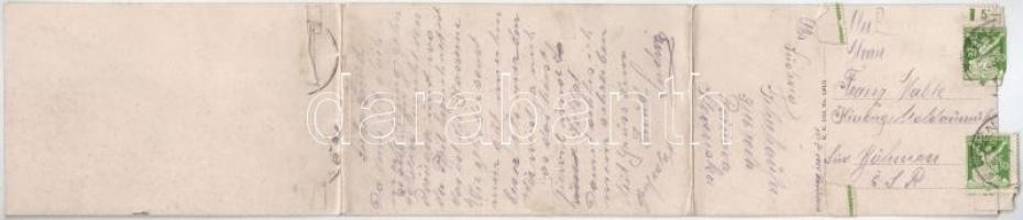 1925 Rozsnyó, Roznava; Három részes kinyitható panorámalap / 3-tiled folding panoramacard