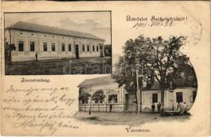 1901 Székelyhíd, Sacueni; Járásbíróság, Városháza / county court, town hall