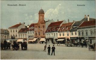 Brassó, Kronstadt, Brasov; Kornzeile, Schutzengel Apotheke / Búzasor, gyógyszertár. Eduard Kerschner kiadása / square, pharmacy