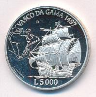 San Marino 1997. 5000L Ag Vasco da Gama forgalomba nem került emlékérme T:1- (PP) ujjlenyomat, karc San Marino 1997. 5000 Lire Ag Vasco da Gama non-circulating commemorative coin C:AU (PP) fingerprints, scratch Krause KM#370