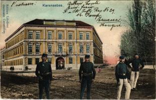 1910 Karánsebes, Caransebes; Tiszti pavilon. Montázs katonákkal / K.u.k. military officers pavilion. Montage with soldiers (EK)