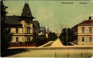 1915 Nagyszeben, Hermannstadt, Sibiu; utca / Seilergasse / street (EK)