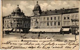 1905 Kolozsvár, Cluj; Mátyás király tér, Erdélyi Bank, Takarékpénztár. Kováts P. fiai kiadása / square, savings bank