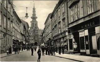 1915 Pozsony, Pressburg, Bratislava; Mihály kapu utca, Wimmer üzlete / Michaelerthorgasse / street, shops (Rb)