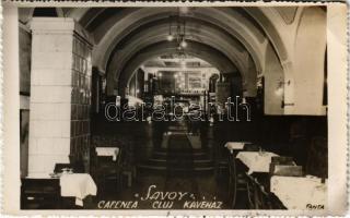 1940 Kolozsvár, Cluj; Savoy kávéház belső / cafe interior / cafenea. photo + "1940 Kolozsvár visszatért" So. Stpl (fl)