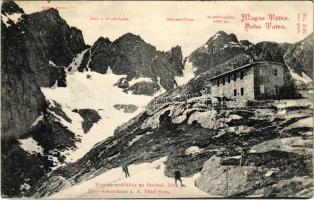 Tátra, Magas-Tátra, Vysoké Tatry; Téry menedékház az Öt-tónál. Franz Pietschmann No. 2097. / Schutzhaus a.d. Fünf Seen / chalet, tourist house