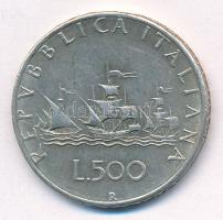 Olaszország 1965R 500L Ag "Kolumbusz hajói" T:2  Italy 1965R 500 Lire Ag "Columbus' Ships" C:XF  Krause KM#98