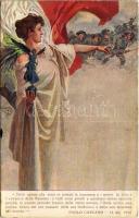 Prestito Nazionale rendita consolidata 5% netto / WWI Italian military art postcard, war loan propaganda (EB)
