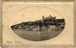 1912 Pozsony, Pressburg, Bratislava; Duna sor, vár, gőzhajó. Kaufmann 1912. / Donaulände, castle, steamship (fl)