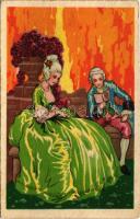 1927 Lady art postcard, romantic couple. Degami 1006. (EK)
