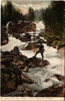 Tátra, Vysoké Tatry; Nagytarpataki nagy vízesés. Franz Pietschmann 1906. / Grosser Kohlbacher Wasserfall / waterfall (Rb)