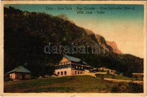 Tátra, Vysoké Tatry; Zerge szálló a Nagy Tarpataki völgyben / Gasthaus zur Gemse im Kolbachtal / Rainerova chata / rest house