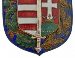 1920. "Vitézi Jelvény" zománcozott bronz jelvény, ezüst kard feltéttel, hátlapon ferde kit...