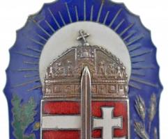 1920. "Vitézi Jelvény" zománcozott bronz jelvény, ezüst kard rátéttel, ritkán előforduló c...