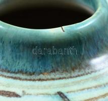 Gorka Géza (1894-1971): Halas kerámia váza, Zsolnay korszak, 1946-47 körül, száján gyári tűz repedés...
