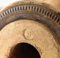 cca 1850 Tajtékpipa ezüst(Ag) szerelékkel, vadászjelenetes díszítéssel, sérüléssel, h: 15 cm