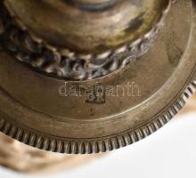 cca 1850 Tajtékpipa ezüst(Ag) szerelékkel, vadászjelenetes díszítéssel, sérüléssel, h: 15 cm