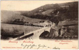 1899 (Vorläufer) Pozsony, Pressburg, Bratislava; vasúti alagút híd, vonatok / Neue Tunnelstrasse / new railway tunnel bridge, trains (Rb)