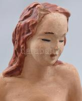 F. Kún jelzéssel: Art deco női figura. Terrakotta, festett, kopásokkal. 24x22 cm