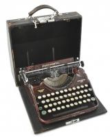 cca 1940 Continental 340 írógép, magyar billentyűzettel, saját dobozában, kulccsal, korának megfelelő, kissé kopottas állapotban, 33x31x14,5 cm / Continental 340 vintage typewriter in original case, with slight wear