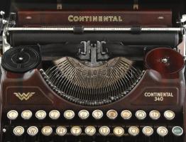 cca 1940 Continental 340 írógép, magyar billentyűzettel, saját dobozában, kulccsal, korának megfelel...