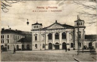 Pozsony, Pressburg, Bratislava; MÁV pályaudvar, vasútállomás / Staatsbahnhof / railway station (r)