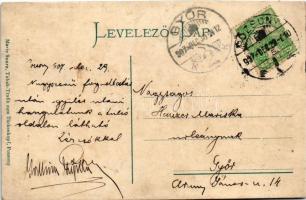 1907 Pozsony, Pressburg, Bratislava; Fidele Grüsse / Éjszaka, humoros montázs részeg férfiakkal, Sta...