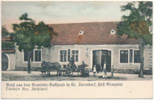 Horvátjárfalu, Kroatisch-Jahrndorf, Jarovce; Gruss aus dem Gemeinde Gasthause, Post oroszvár / Községi Vendéglő / restaurant (fa)