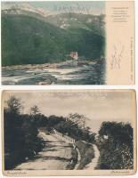 12 db főleg RÉGI történelmi magyar város képeslap: fürdők / 12 mostly pre-1945 historical Hungarian ...