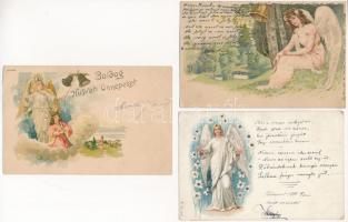 3 db RÉGI hosszú címzéses üdvözlő képeslap vegyes minőségben / 3 pre-1900 greeting postcards in mixed quality