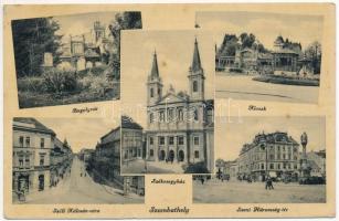 1937 Szombathely, Bagolyvár, Kioszk, Székesegyház, Széll Kálmán utca, Szentháromság tér (ázott / wet damage)
