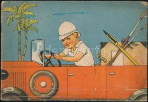 cca 1920-1940 Képes színező-fűzet, egy táblát kiszíneztek, a hátsó borítón kis folttal, 10 sztl. lev.