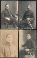 cca 1910-1920 Katonatisztek egyenruhában, karddal, 4 db fotólap, 14x9 cm