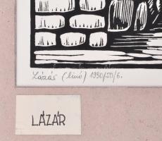 Tavaszy Noémi (1927-2018): Lázár. Linómetszet, papír. sorszámozott 1990/50/6. Jelzett 28x25 cm
